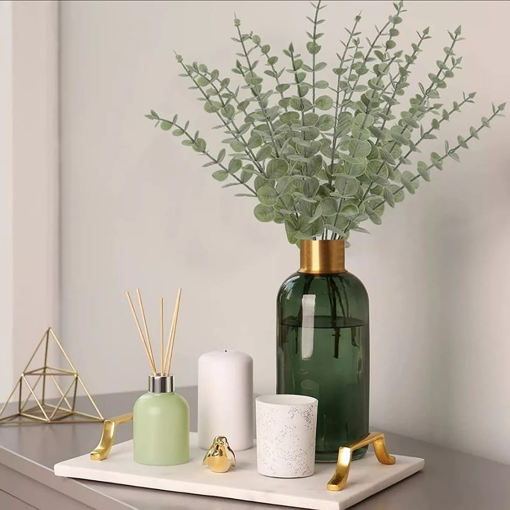 24 Piezas Tallos De Eucalipto Decoración Hojas Artificiales