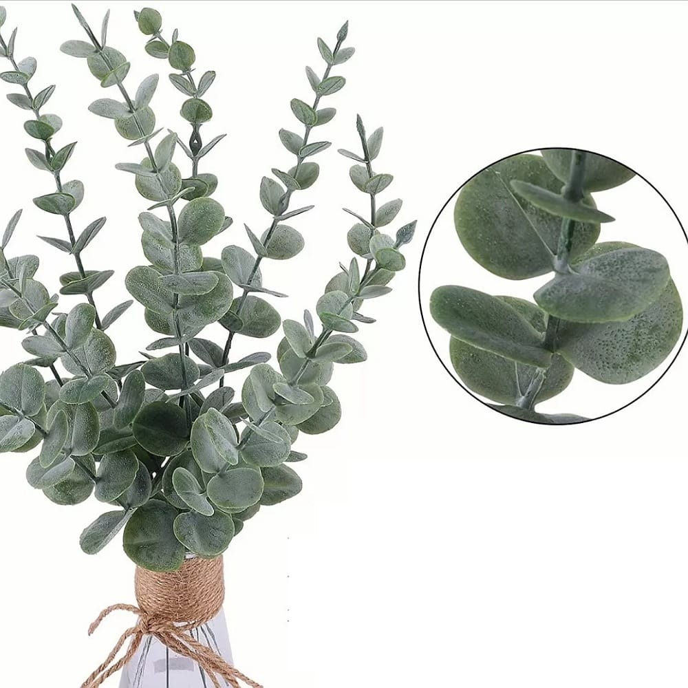 24 Piezas Tallos De Eucalipto Decoración Hojas Artificiales