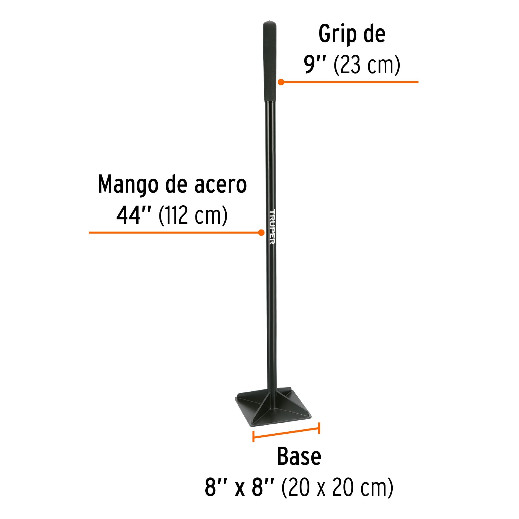 PISÓN 8" X 8" CON MANGO DE ACERO DE 48", TRUPER 17472