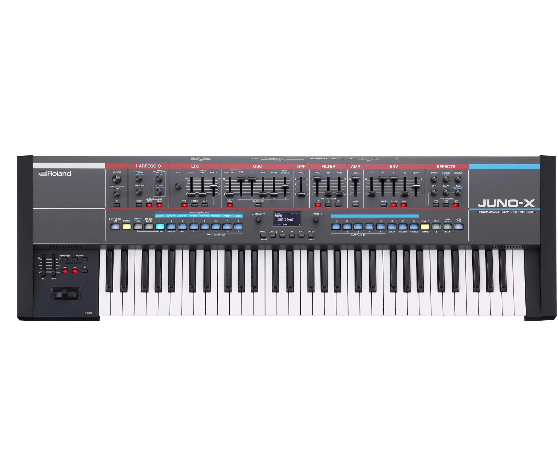 Roland JUNO-X Sintetizador 61 Teclas procesador ZEN-Core