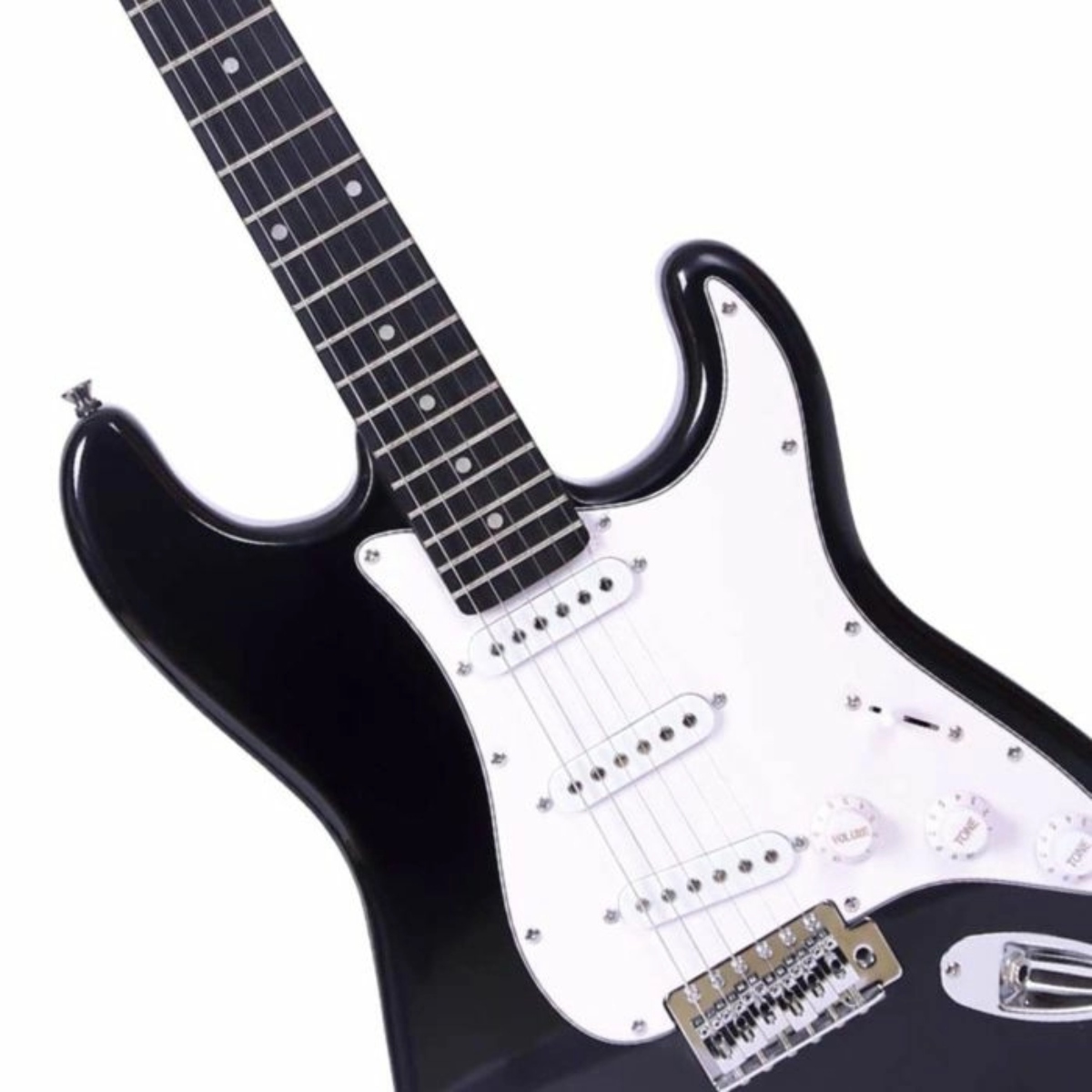 GUITARRA ELÉCTRICA KAISER KGE-3901 STRATOCASTER 6 CUERDAS DE 39" NEGRO/BLANCO ENDY4