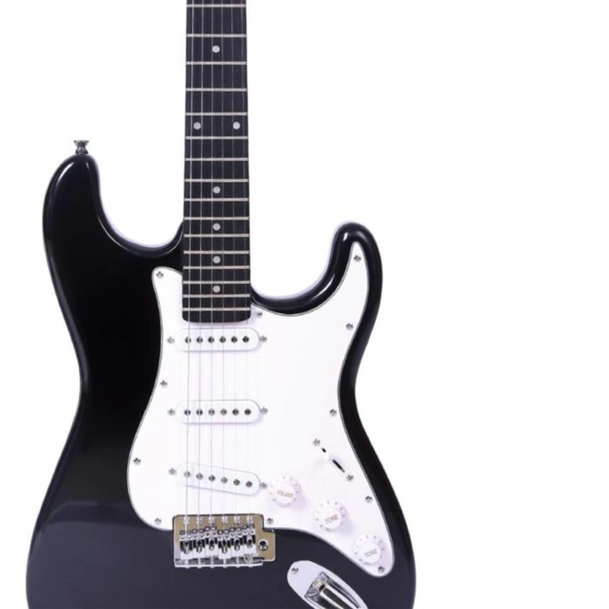 GUITARRA ELÉCTRICA KAISER KGE-3901 STRATOCASTER 6 CUERDAS DE 39" NEGRO/BLANCO ENDY4