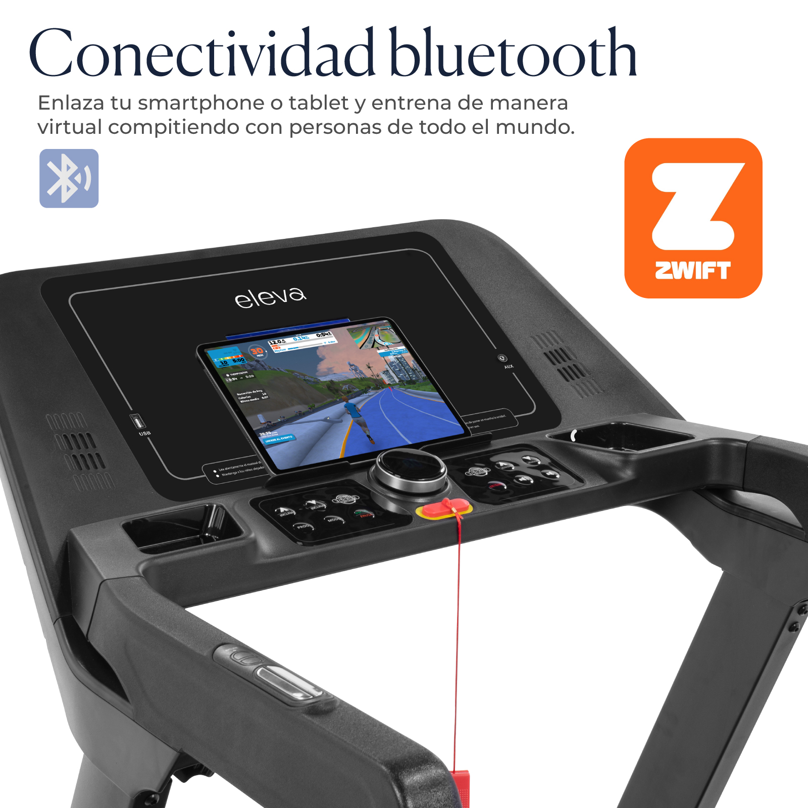 Eleva Caminadora eléctrica Negro | 3HP | 24 programas de entrenamiento | 1 a 20 km/h | con bluetooth y aplicación móvil | bocina integrado