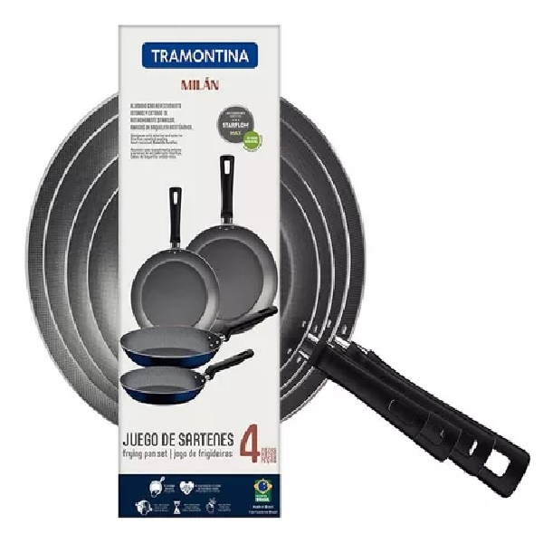 Juego De Sartenes Tramontina Milan 4 Piezas Starflón Antiadherente 