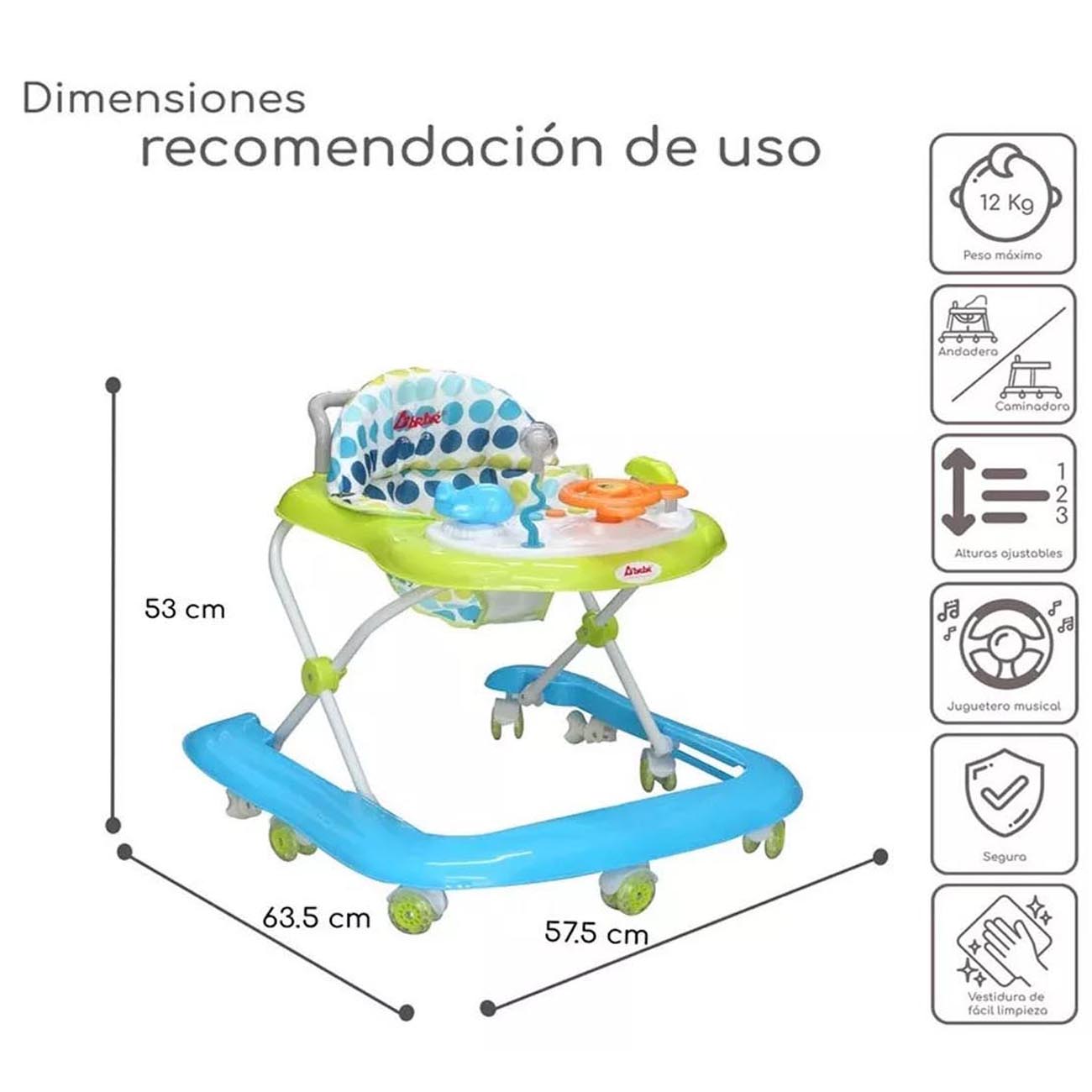 Andadera Upa Debebe Bebe Azul/Verde.