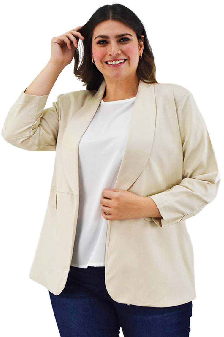 Blazer de lino Roman Fashion /Tallas Extras, 2329 (Beige) 