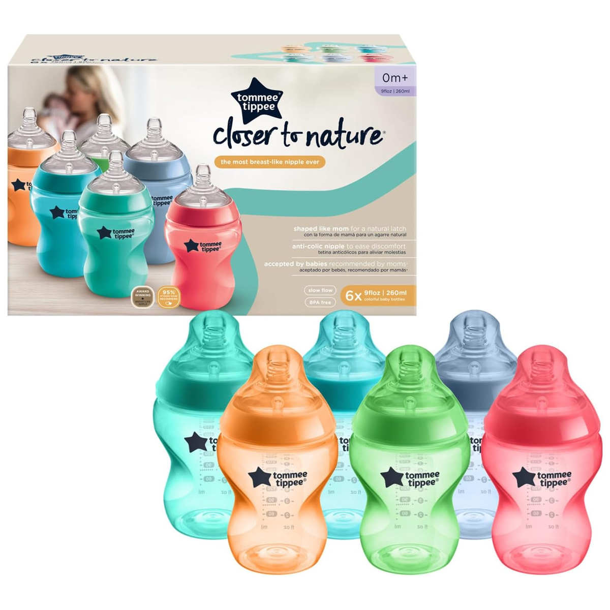 Biberón Tommee Tippee Fiesta 9oz 6pz