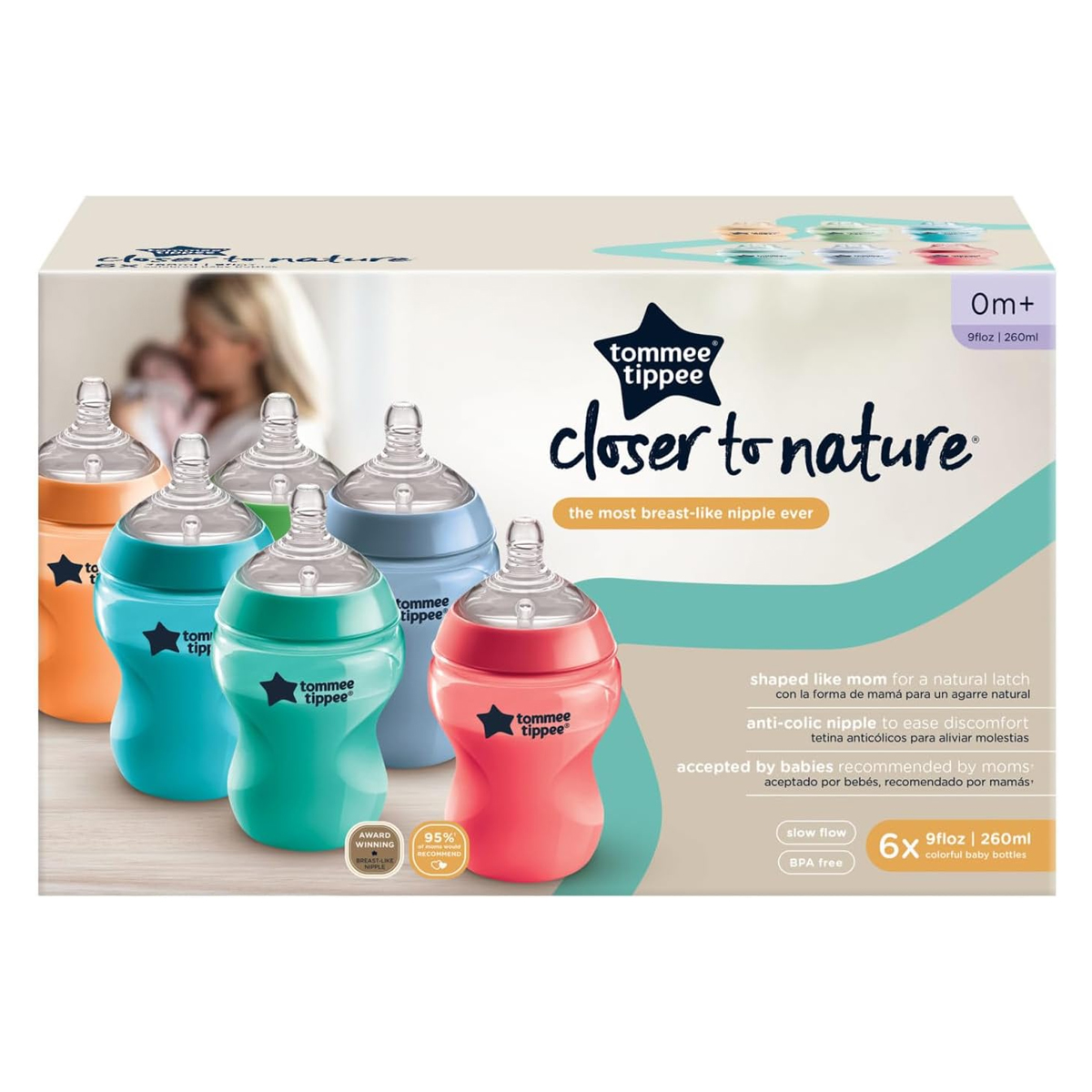 Biberón Tommee Tippee Fiesta 9oz 6pz