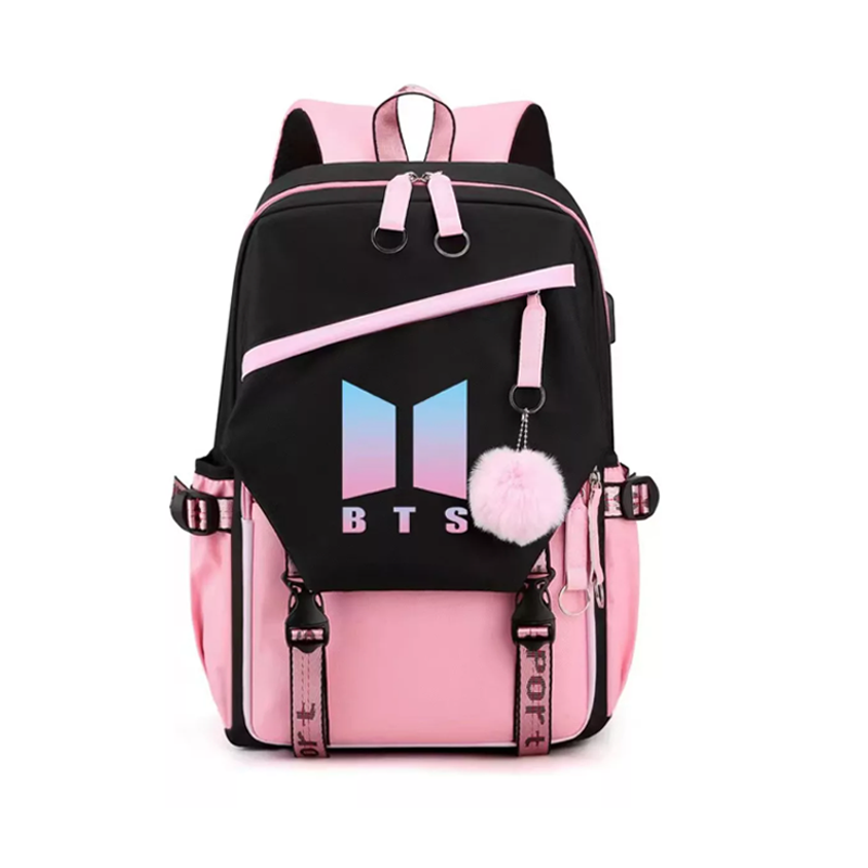 Mochilas Kawaii Bts De Mujer Escolares Con Puerto Usb