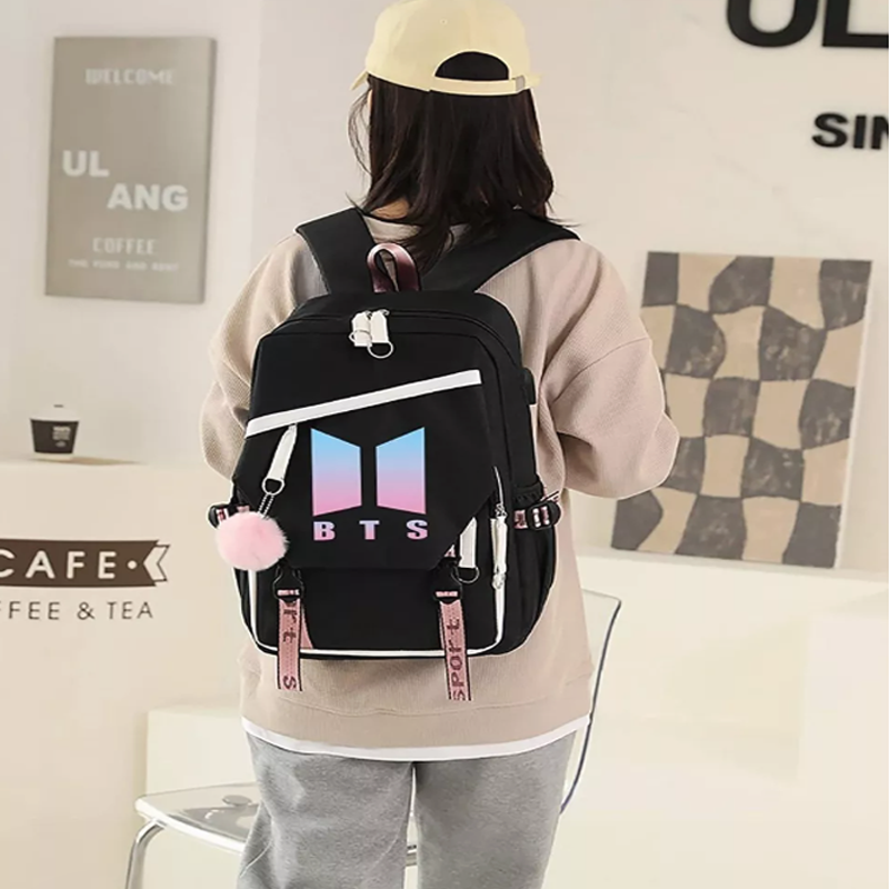 Mochilas Kawaii Bts De Mujer Escolares Con Puerto Usb
