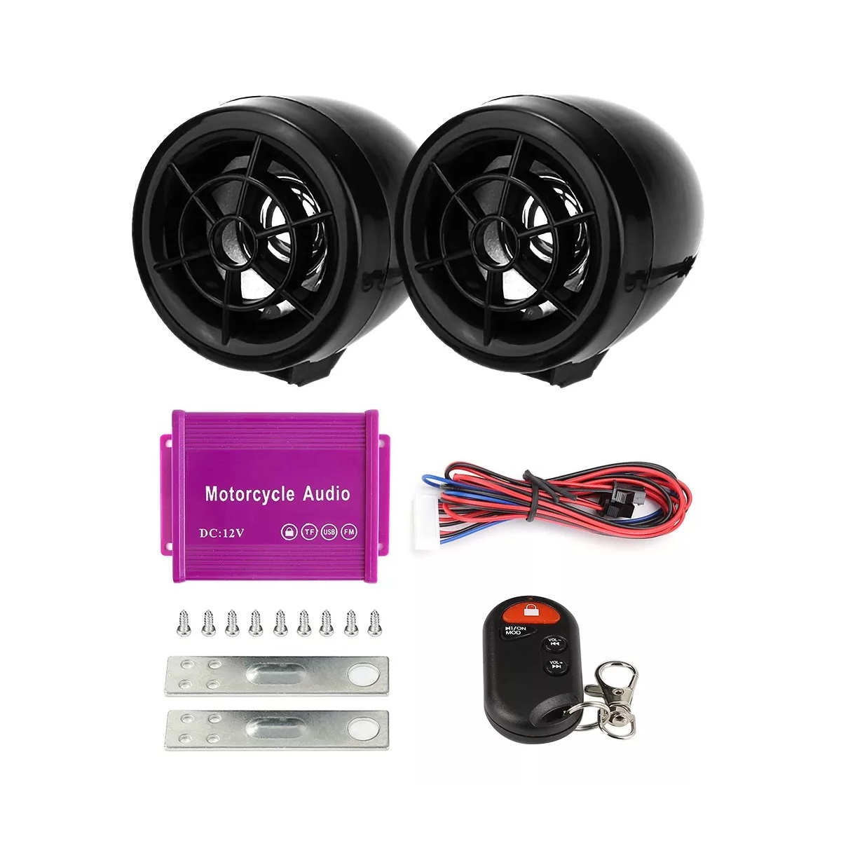 Kit Alarma Moto Bocinas Alarma Amplificador Estereo Bluetooth Usb Fm Tf