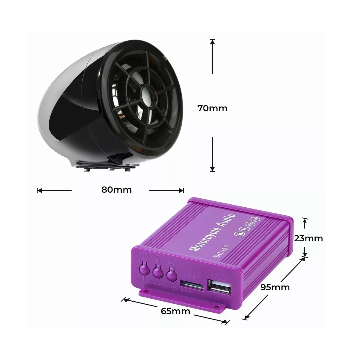 Kit Alarma Moto Bocinas Alarma Amplificador Estereo Bluetooth Usb Fm Tf