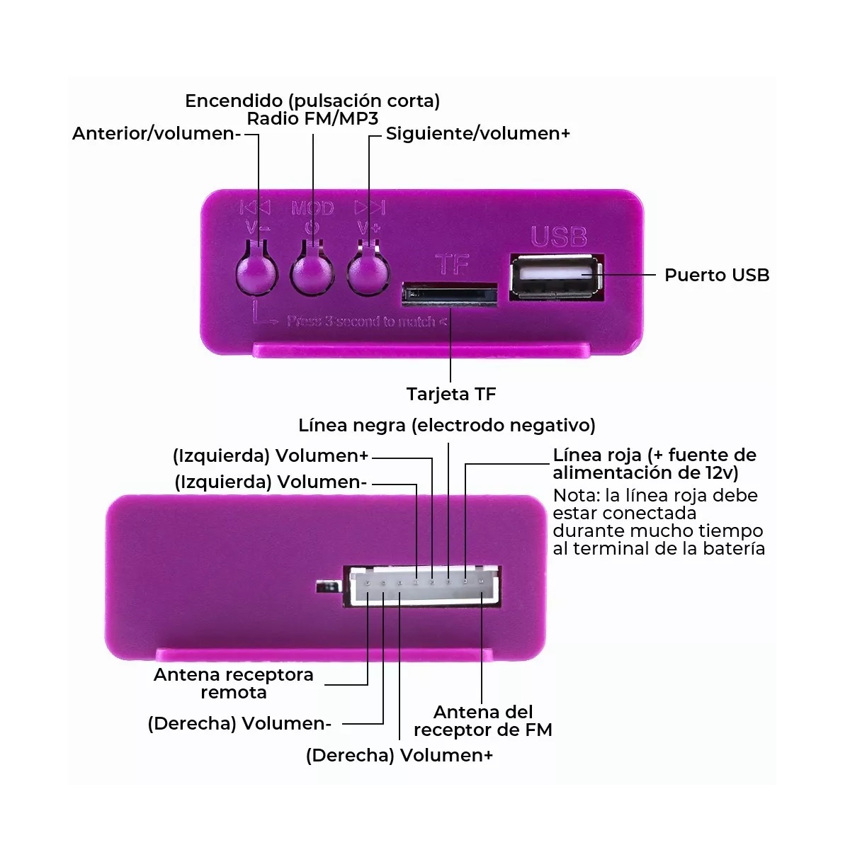 Kit Alarma Moto Bocinas Alarma Amplificador Estereo Bluetooth Usb Fm Tf