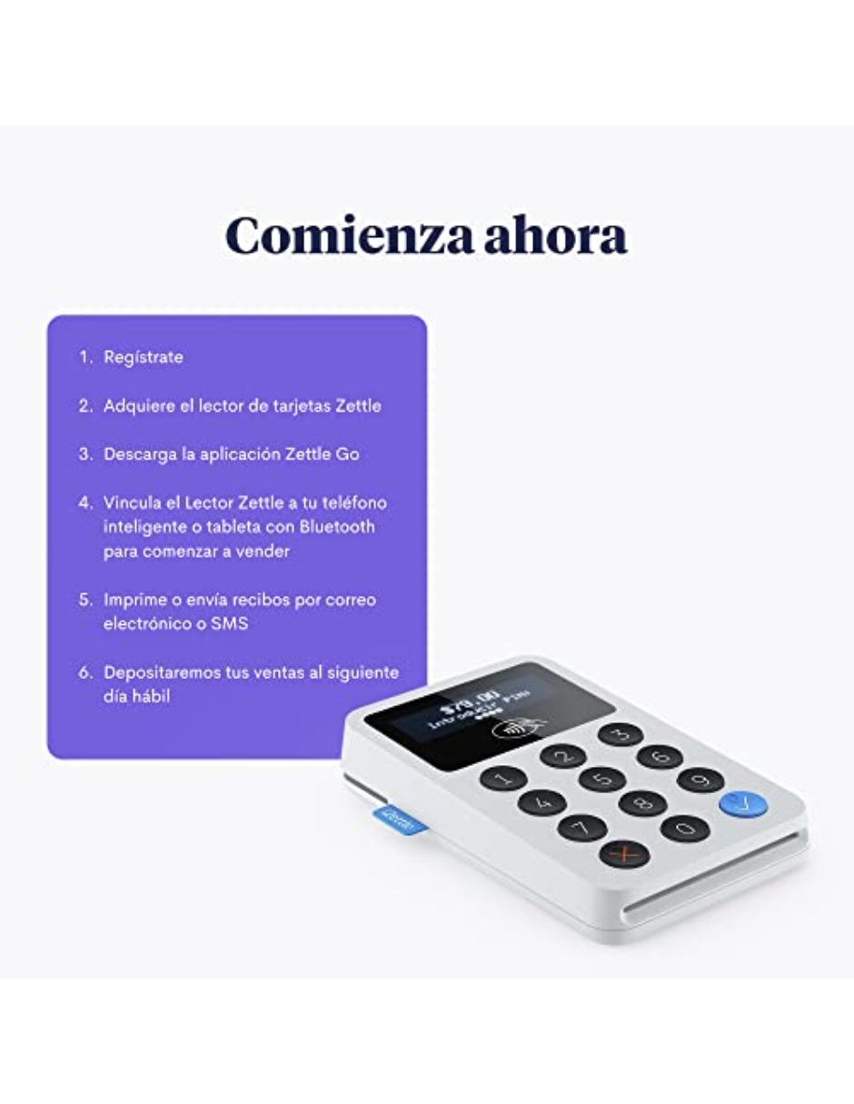 Lector de Tarjetas Zettle by Paypal Crédito/Débito, Bluetooth - Blanco