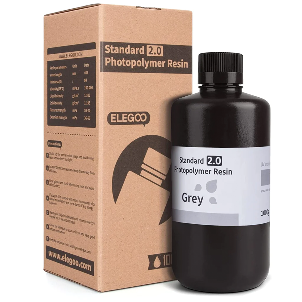 Resina Para Impresora 3d Elegoo Standard V2.0 Grey 1kg