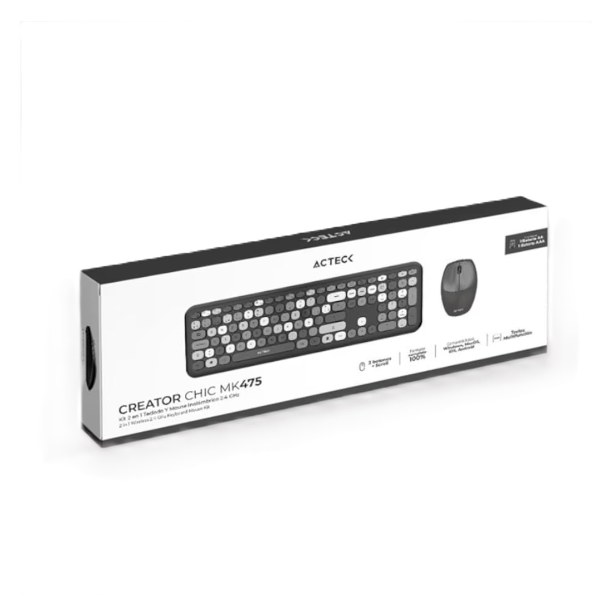 Kit De Teclado Y Mouse Acteck Creator Chic Colors MK475 Inalámbrico USB Español