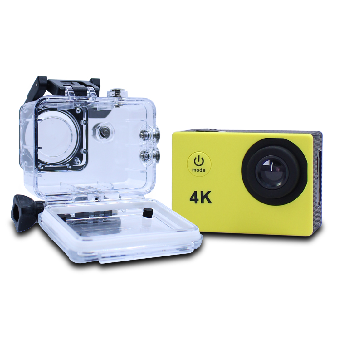 Camara Deportiva Hd Sumergible Hd 1080p 30 Metros Color Amarillo 