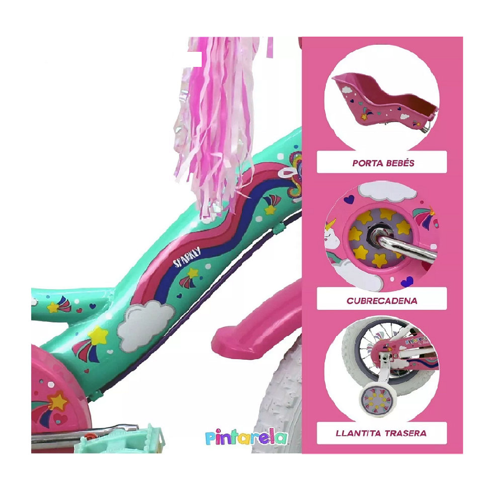 Bicicleta Pintarela Sparkly Unicornio Rodada 12