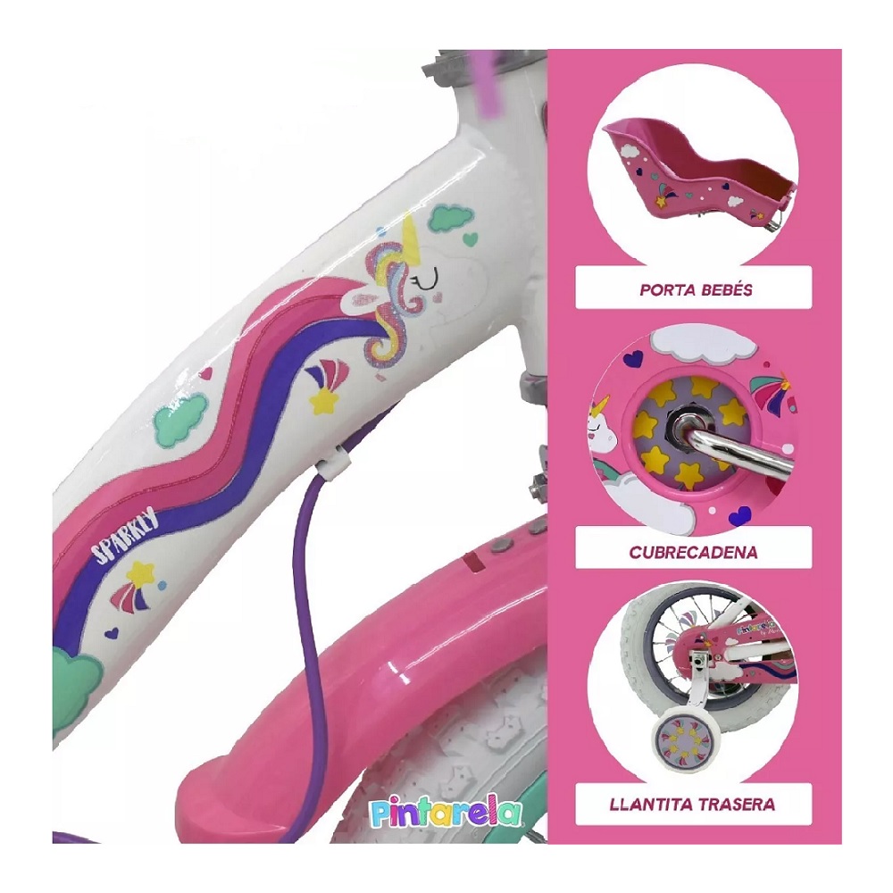 Bicicleta Pintarela Sparkly Unicornio Rodada 12