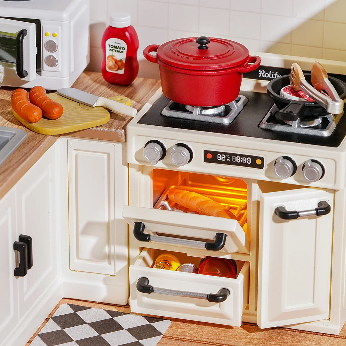 Rompecabezas 3d De Madera Diseño Cocina De Comida Feliz.