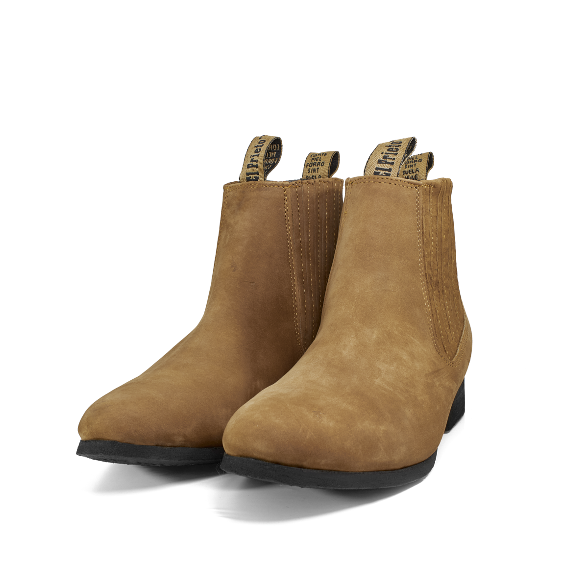 Botines para hombre, botas casules de piel charras vaqueras color oro