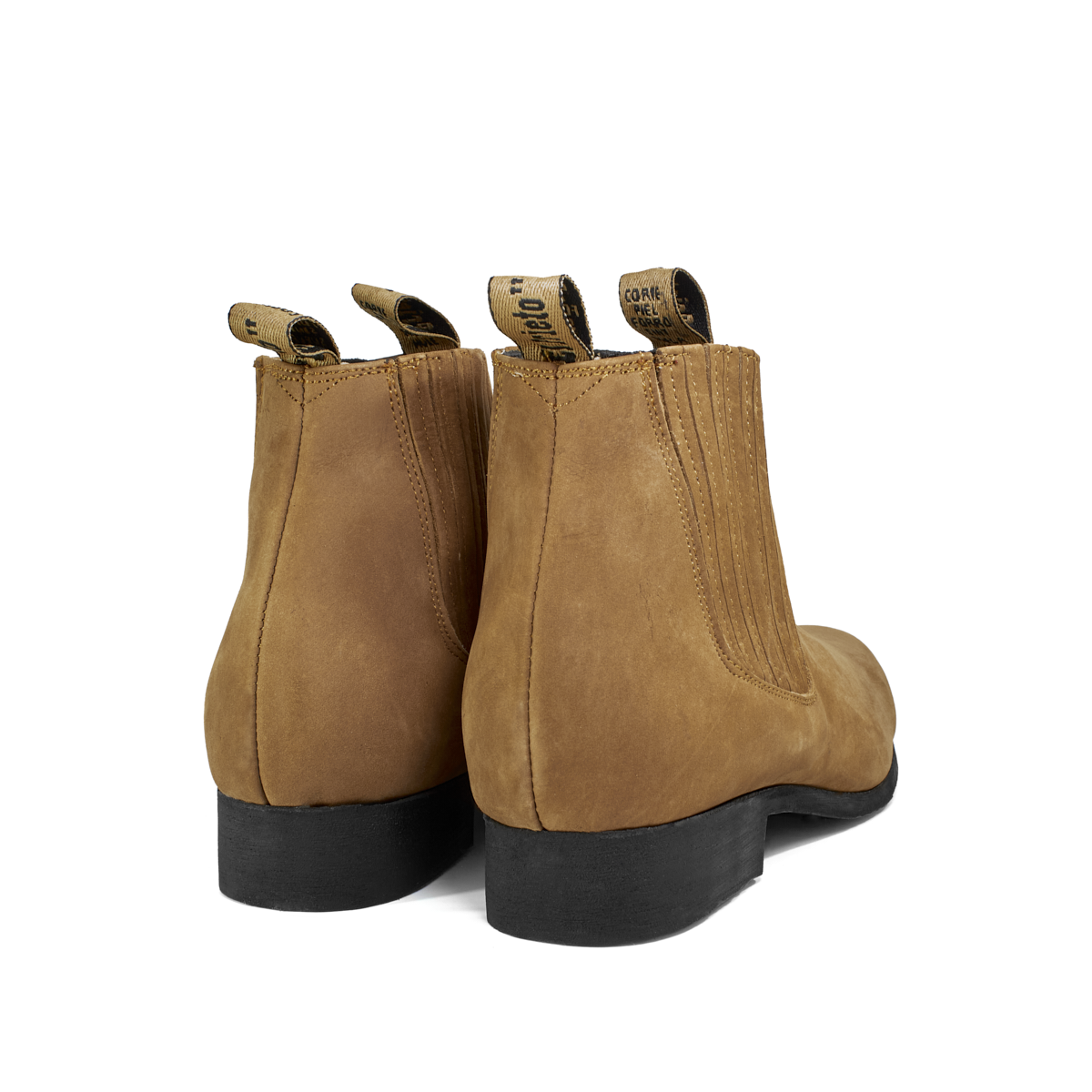 Botines para hombre, botas casules de piel charras vaqueras color oro