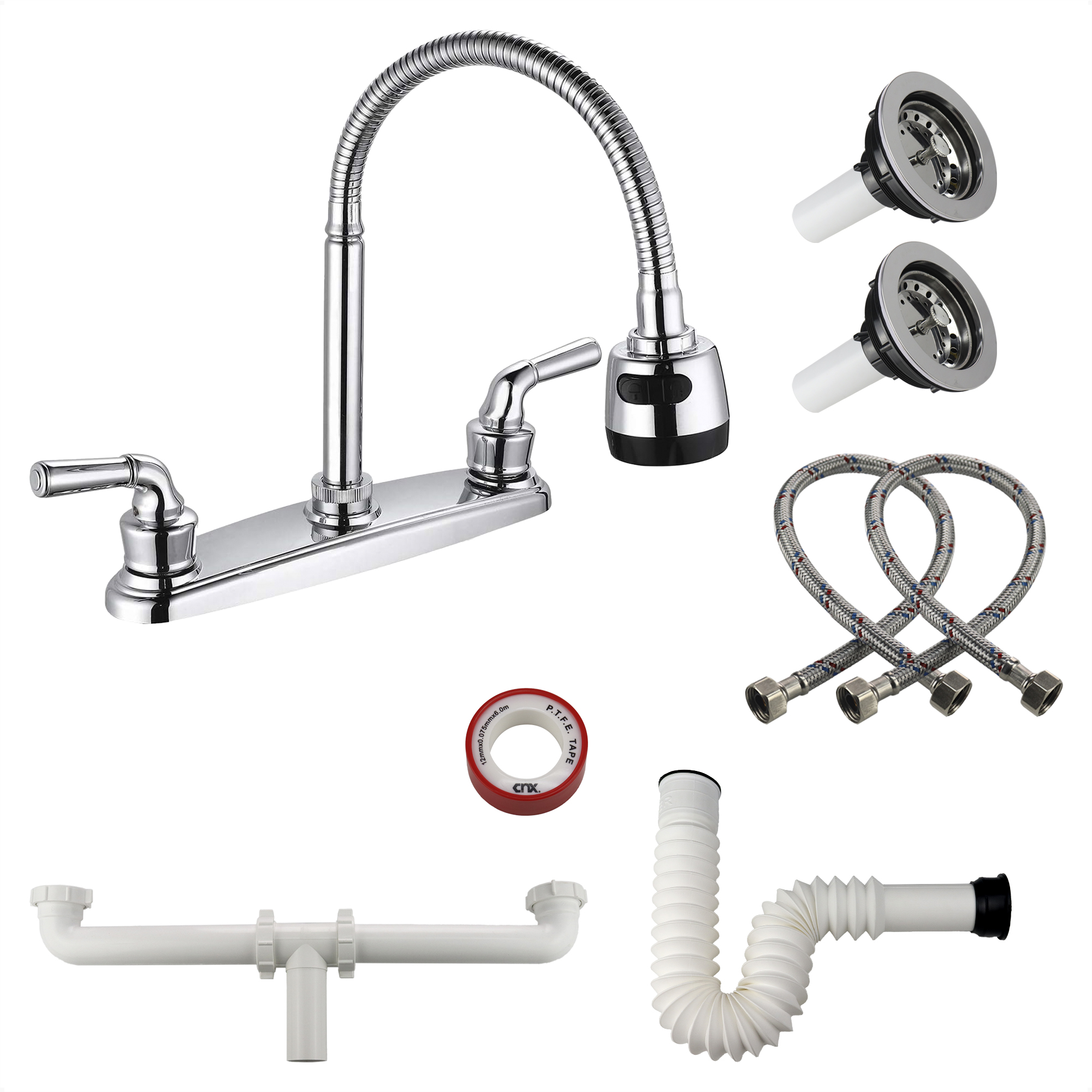 Kit Completo Para Instalación Fregadero Tarja Con Doble Tina Para Cocina.