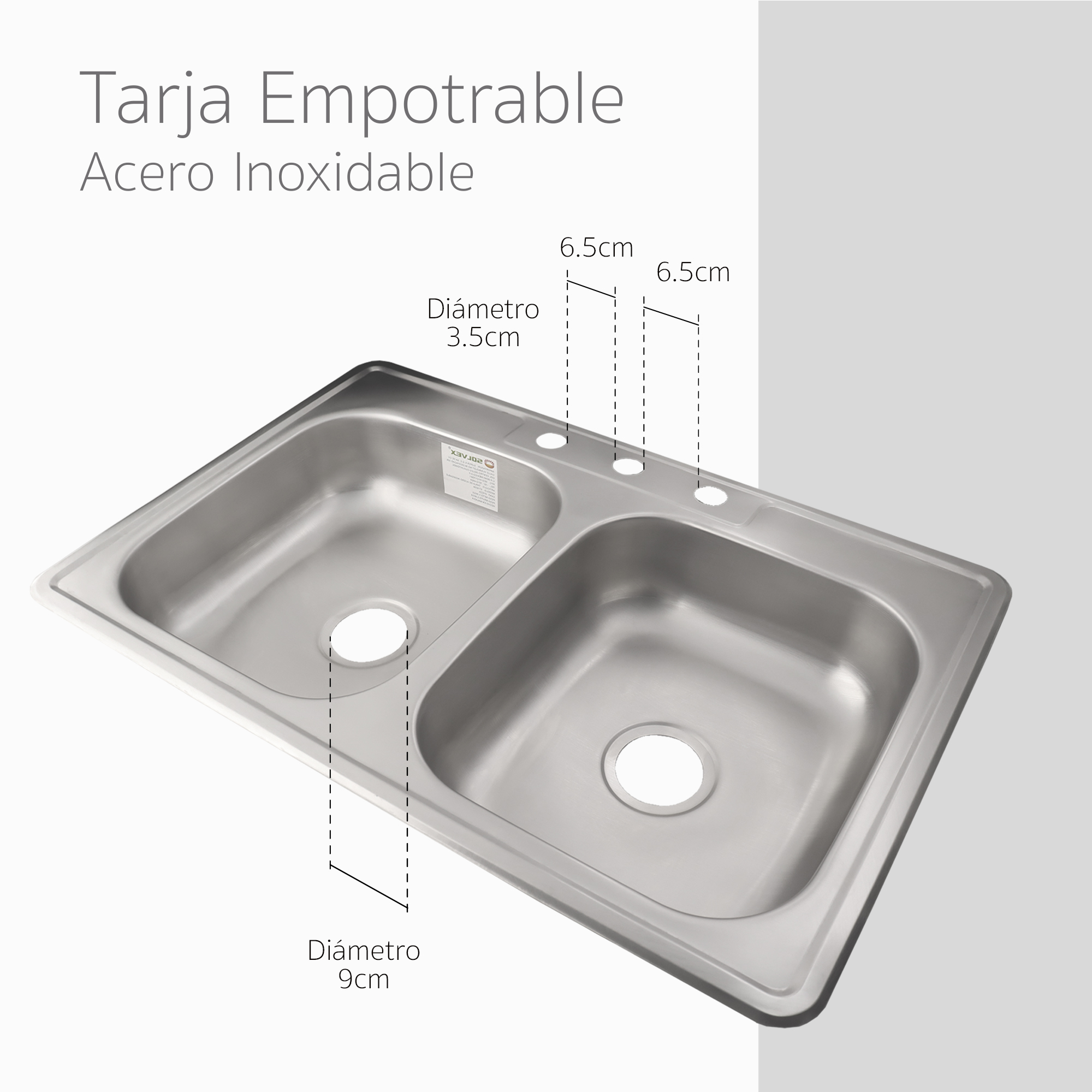 Kit Fregadero Tarja con Tina Doble Empotrable de Acero Inoxidable 83x56 .