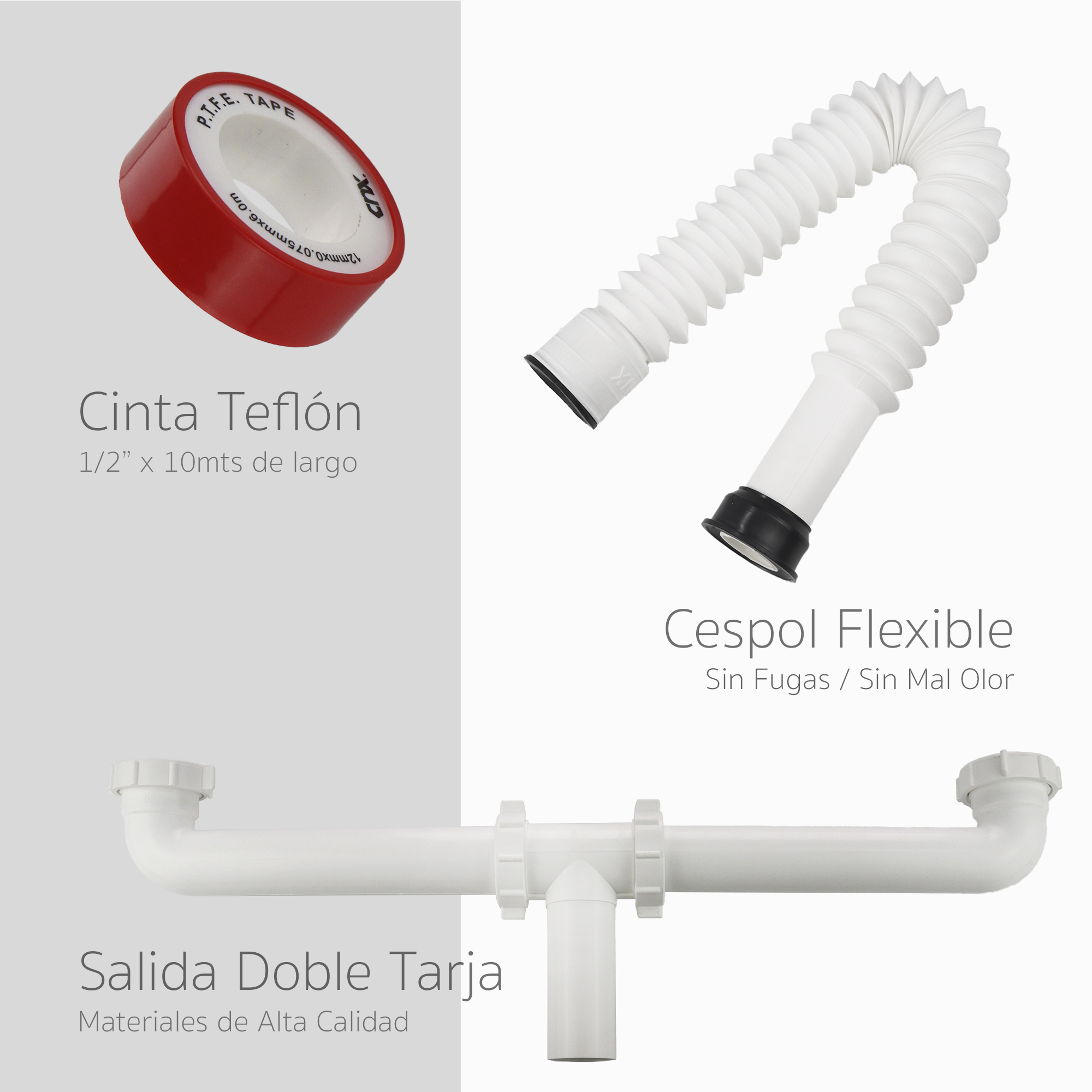 Kit Fregadero Tarja con Tina Doble Empotrable de Acero Inoxidable 83x56 .