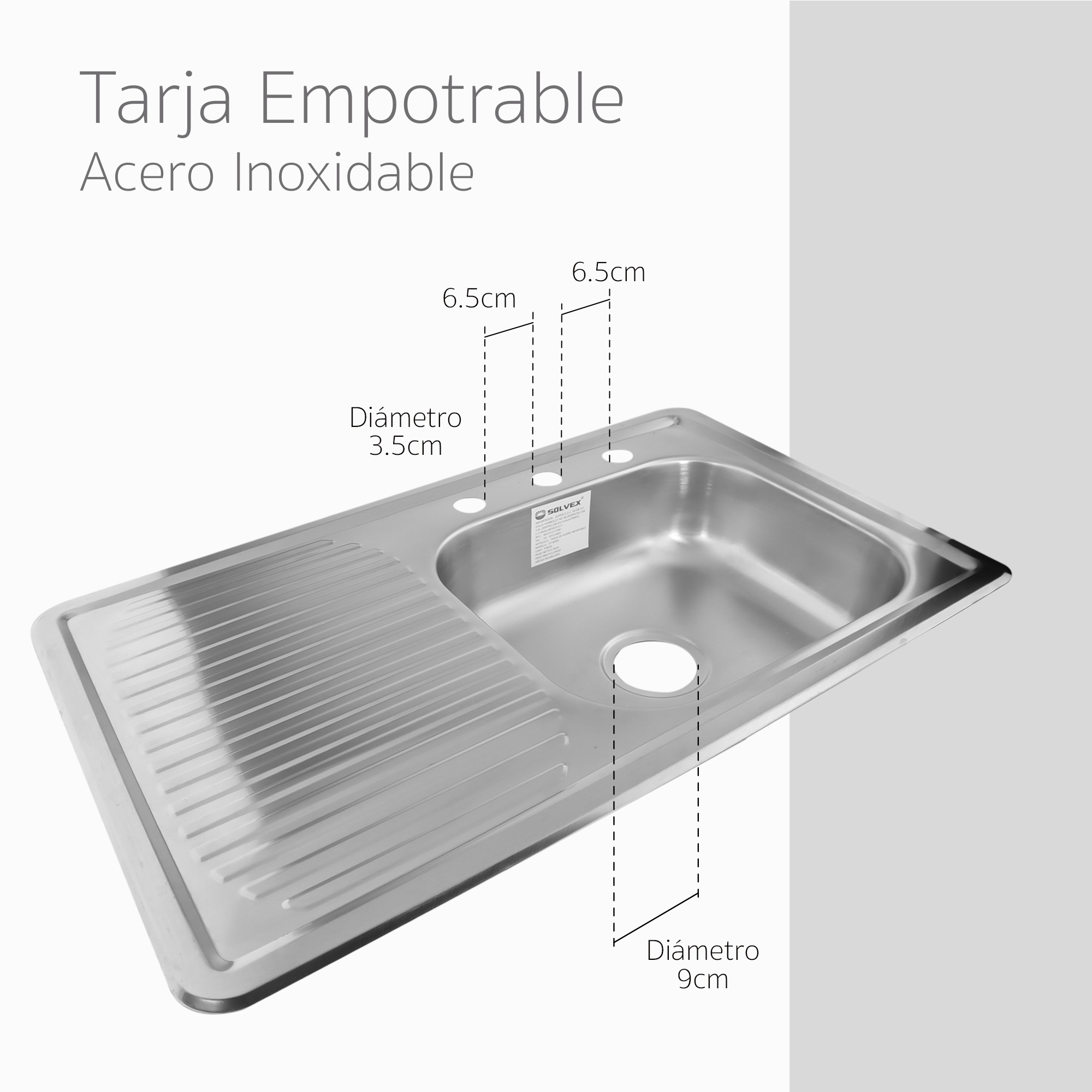 Kit Fregadero Tarja Tina Sobrepon Con Escurridor Lado Izquierdo 80x50.
