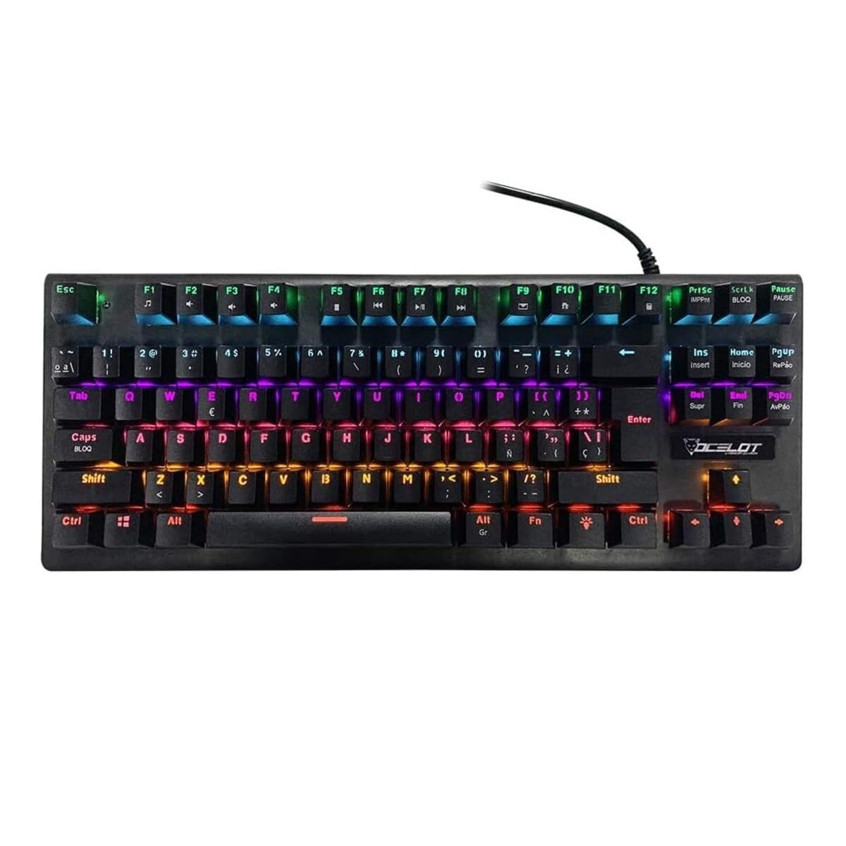 Teclado Mecánico Gamer Ocelot Gaming OGMK02 RGB Switch Azul Alámbrico Español