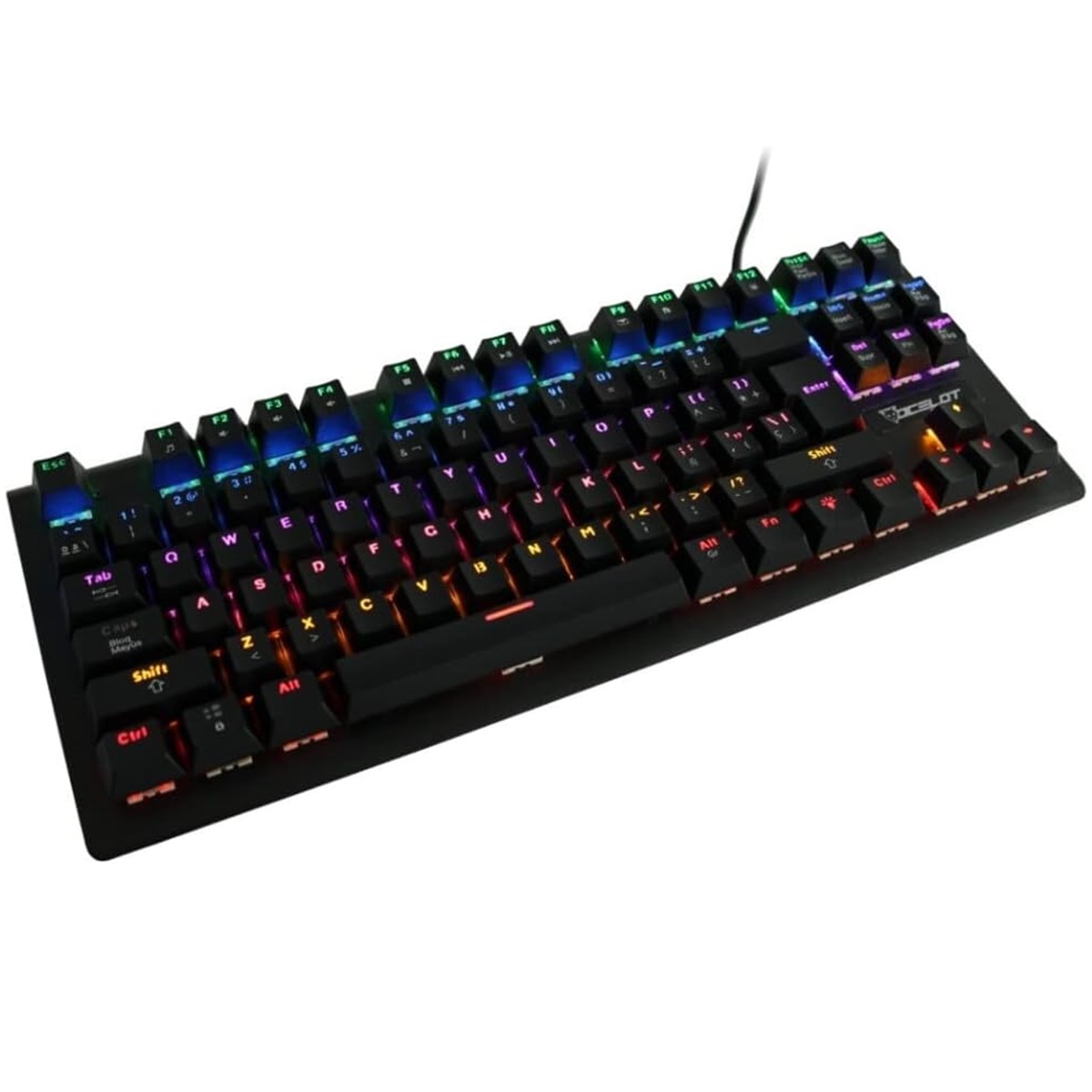 Teclado Mecánico Gamer Ocelot Gaming OGMK02 RGB Switch Azul Alámbrico Español
