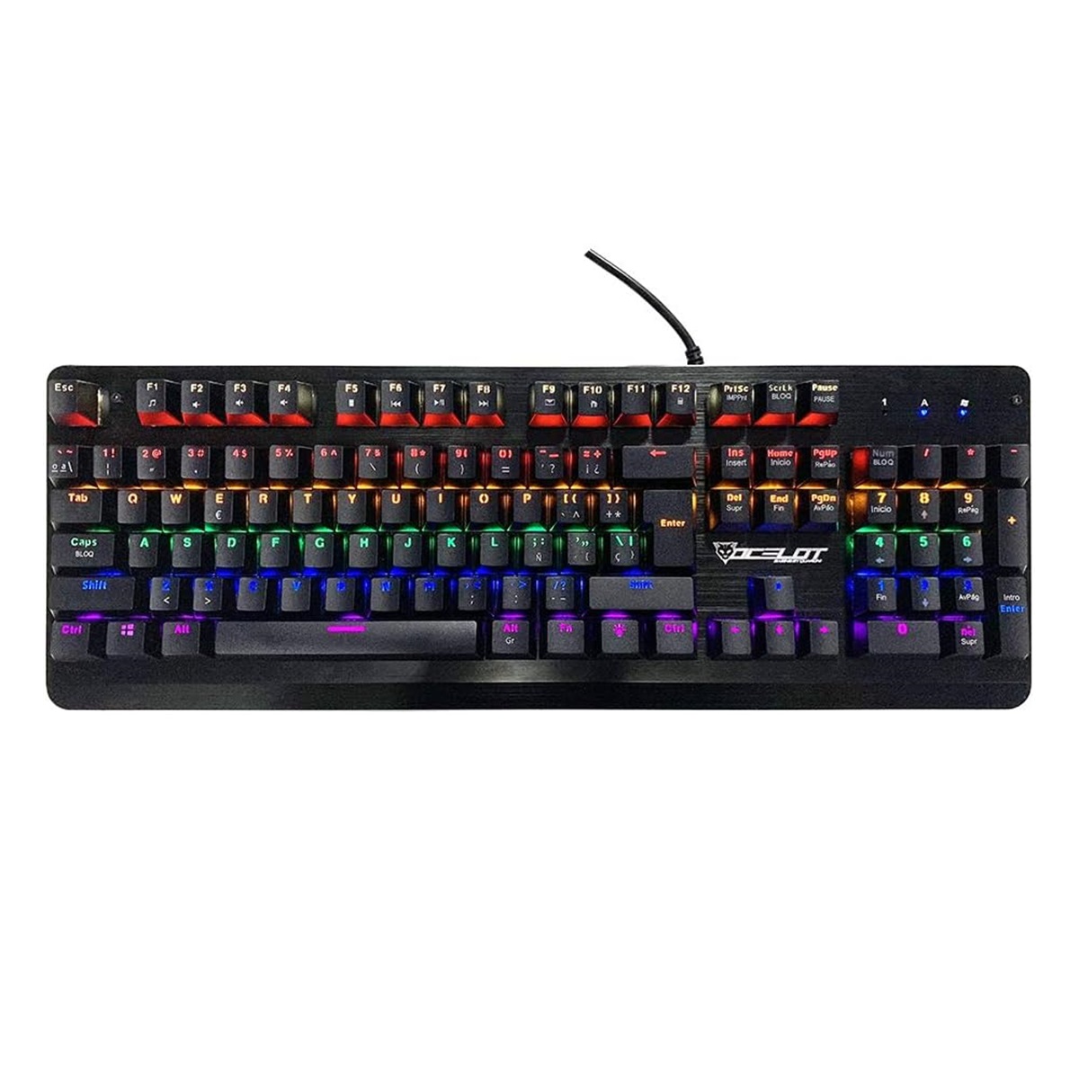Teclado Mecánico Gamer Ocelot Gaming OGMK01 RGB Switch Azul Alámbrico Español