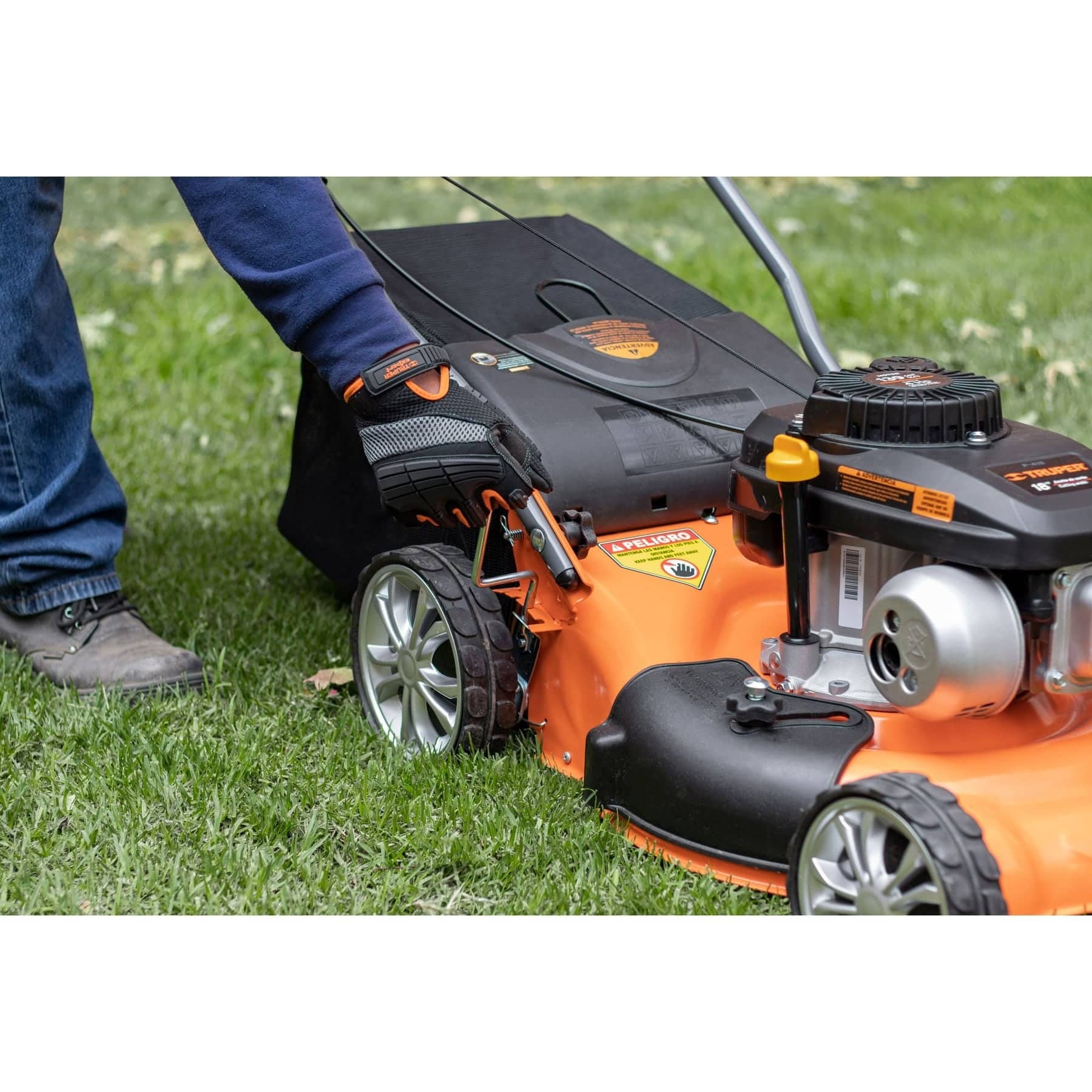 PODADORA CON MOTOR A GASOLINA DE 4 HP, 18" DE CORTE, TRUPER 19966