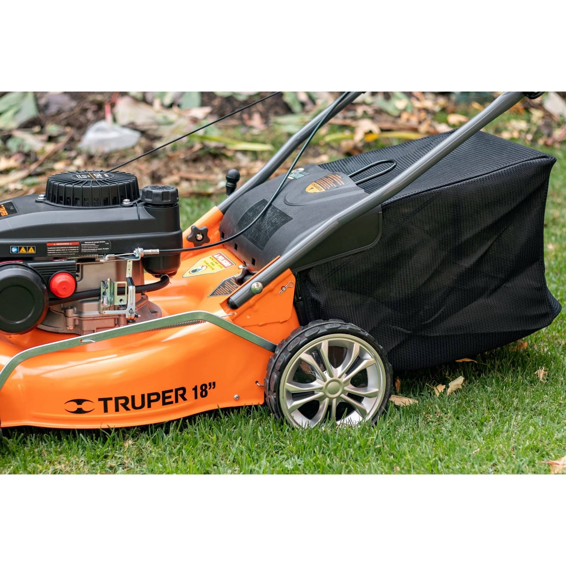 PODADORA CON MOTOR A GASOLINA DE 4 HP, 18" DE CORTE, TRUPER 19966