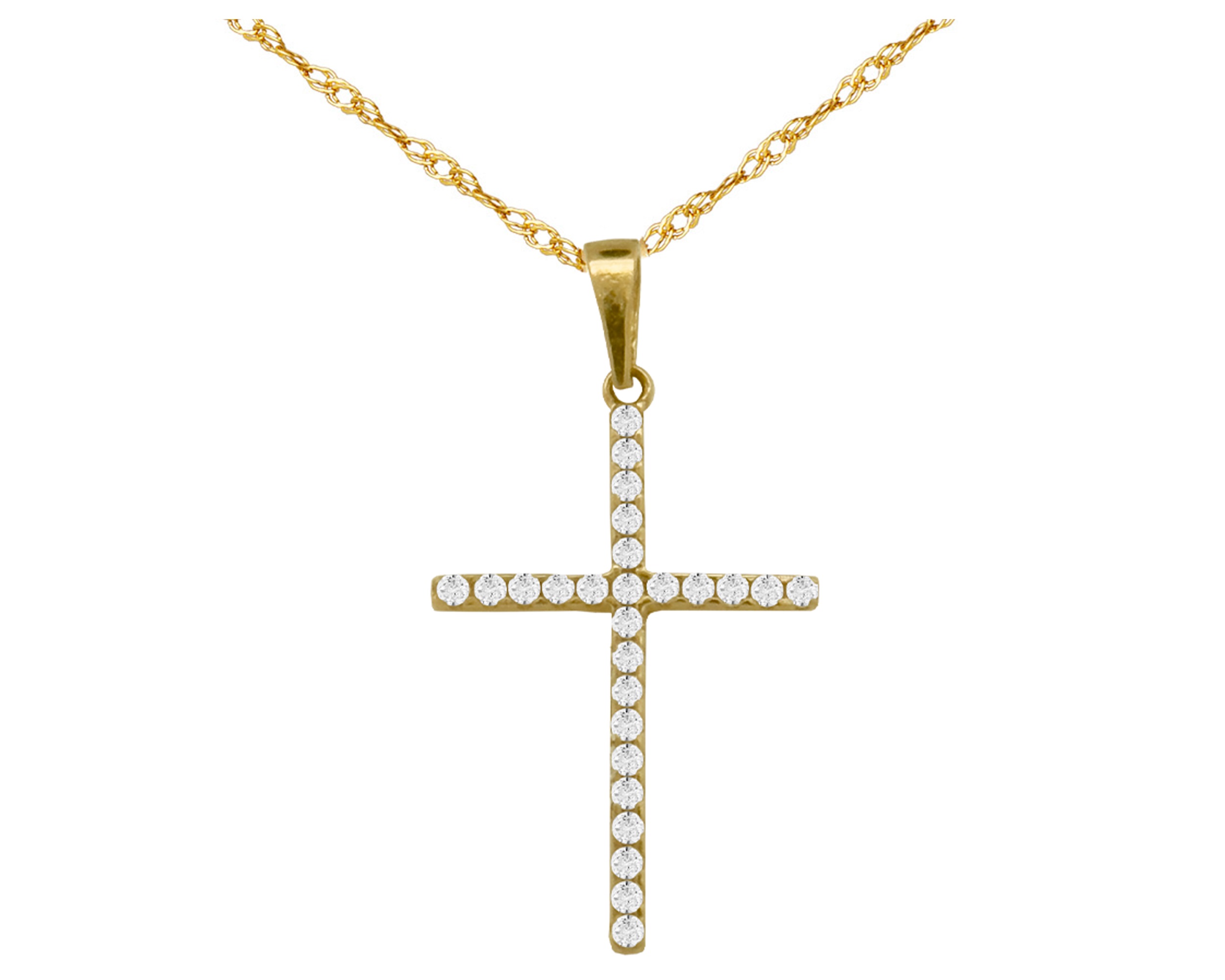 Collar Gargantilla Oro 10K Horoz Cruz Blanca Si185.