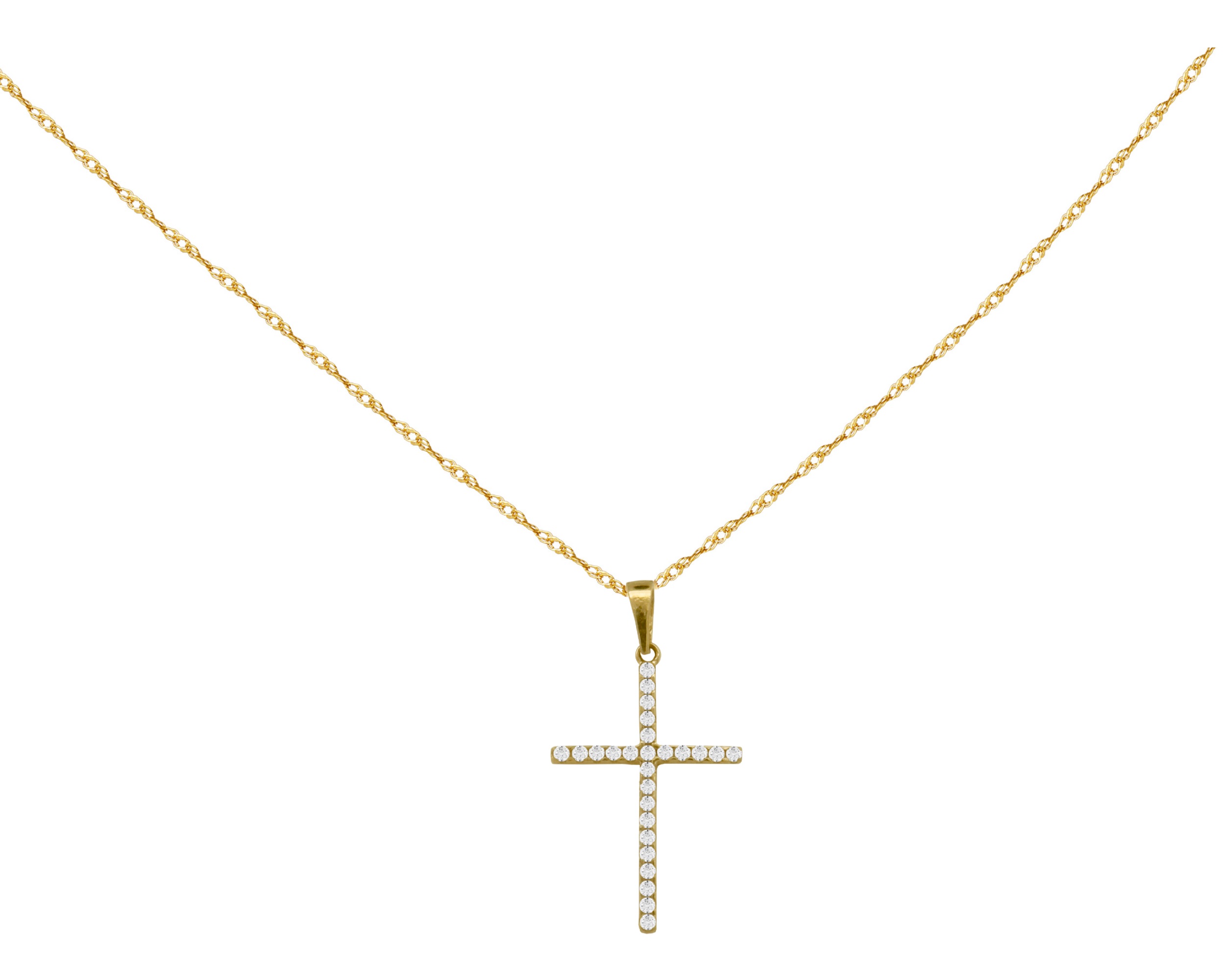 Collar Gargantilla Oro 10K Horoz Cruz Blanca Si185.