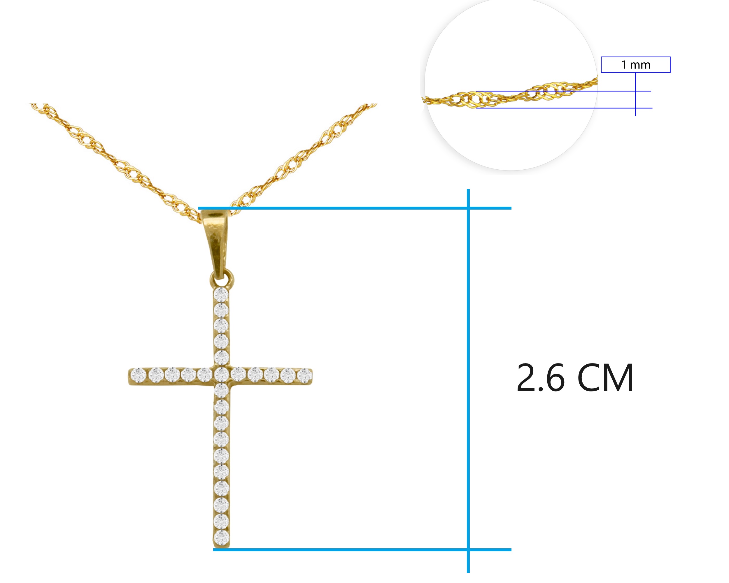 Collar Gargantilla Oro 10K Horoz Cruz Blanca Si185.