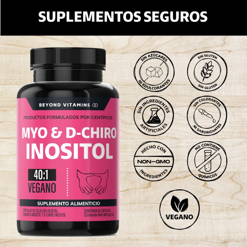 Suplemento Alimenticio Beyond Vitamins Myo y D-Chiro Inositol Puro 60 cápsulas