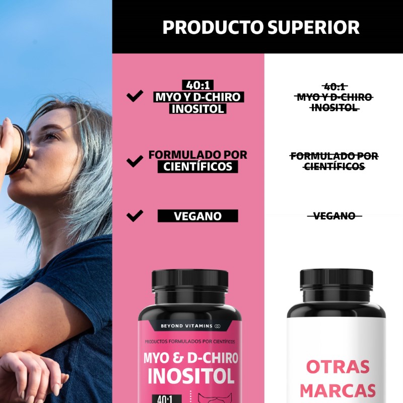 Suplemento Alimenticio Beyond Vitamins Myo y D-Chiro Inositol Puro 60 cápsulas