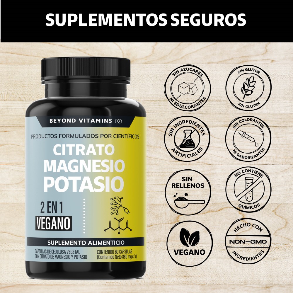 Suplemento Alimenticio Beyond Vitamins Citrato de Magnesio + Potasio 60 cápsulas