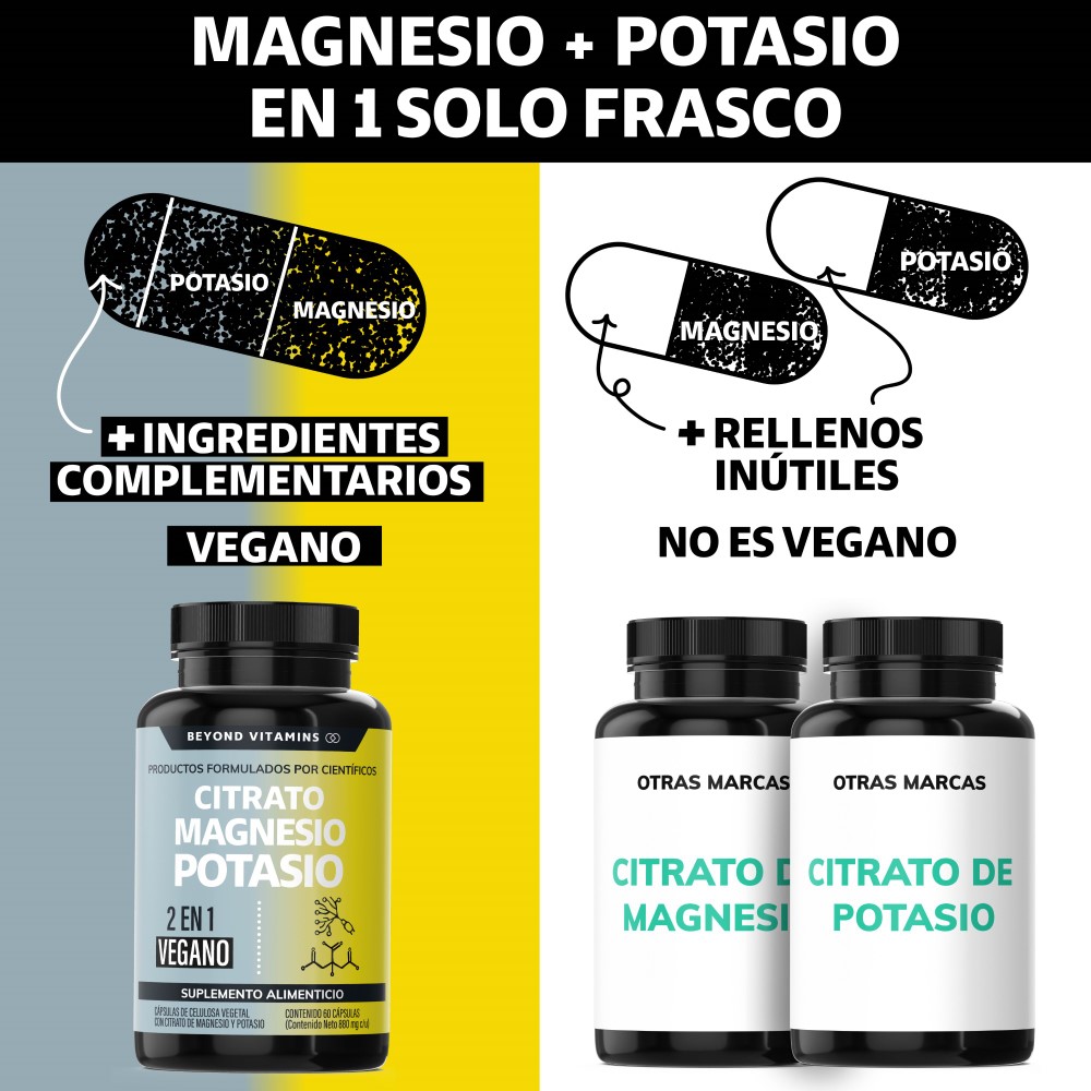 Suplemento Alimenticio Beyond Vitamins Citrato de Magnesio + Potasio 60 cápsulas