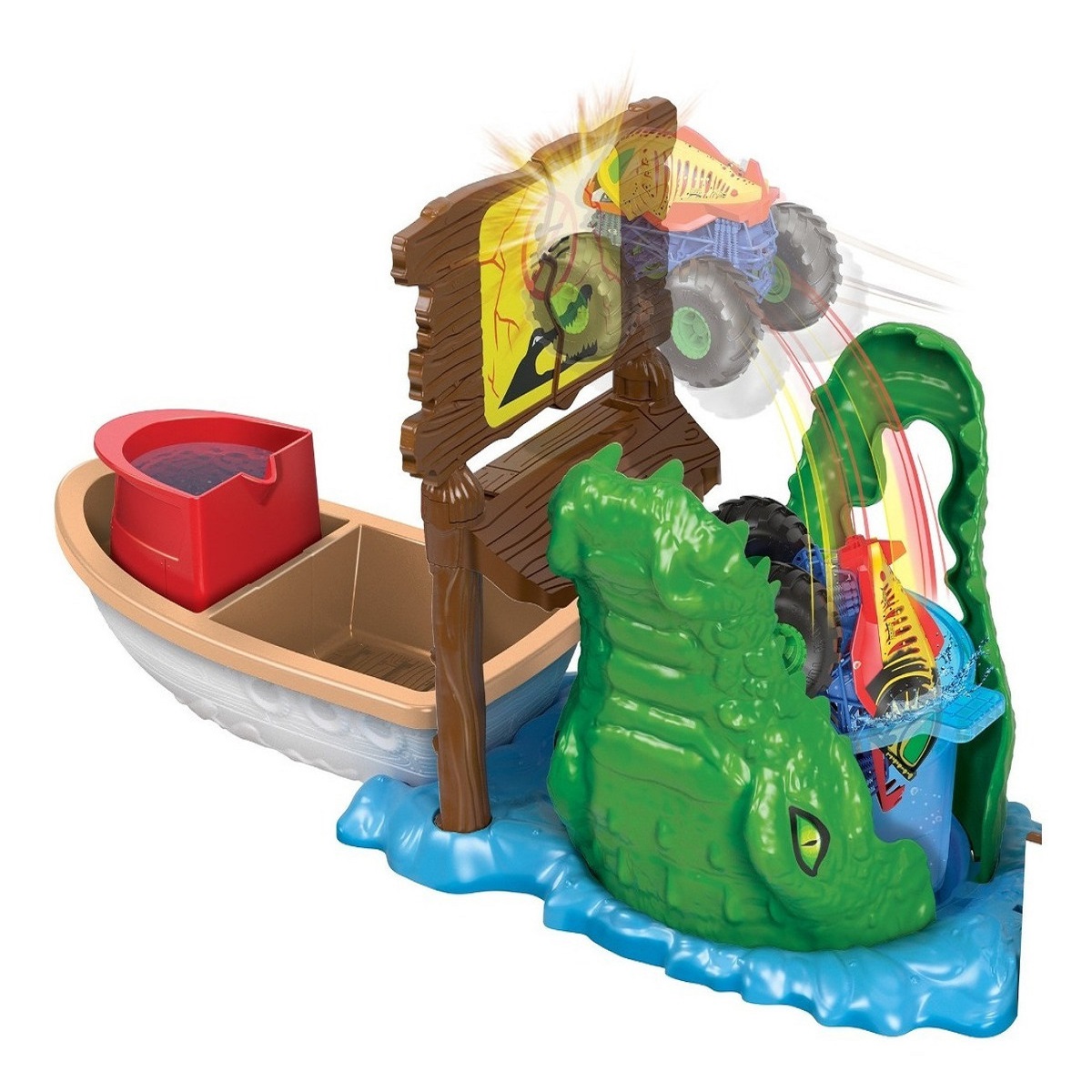 Pista Hot Wheels Monster Trucks Mordida En El Pantano