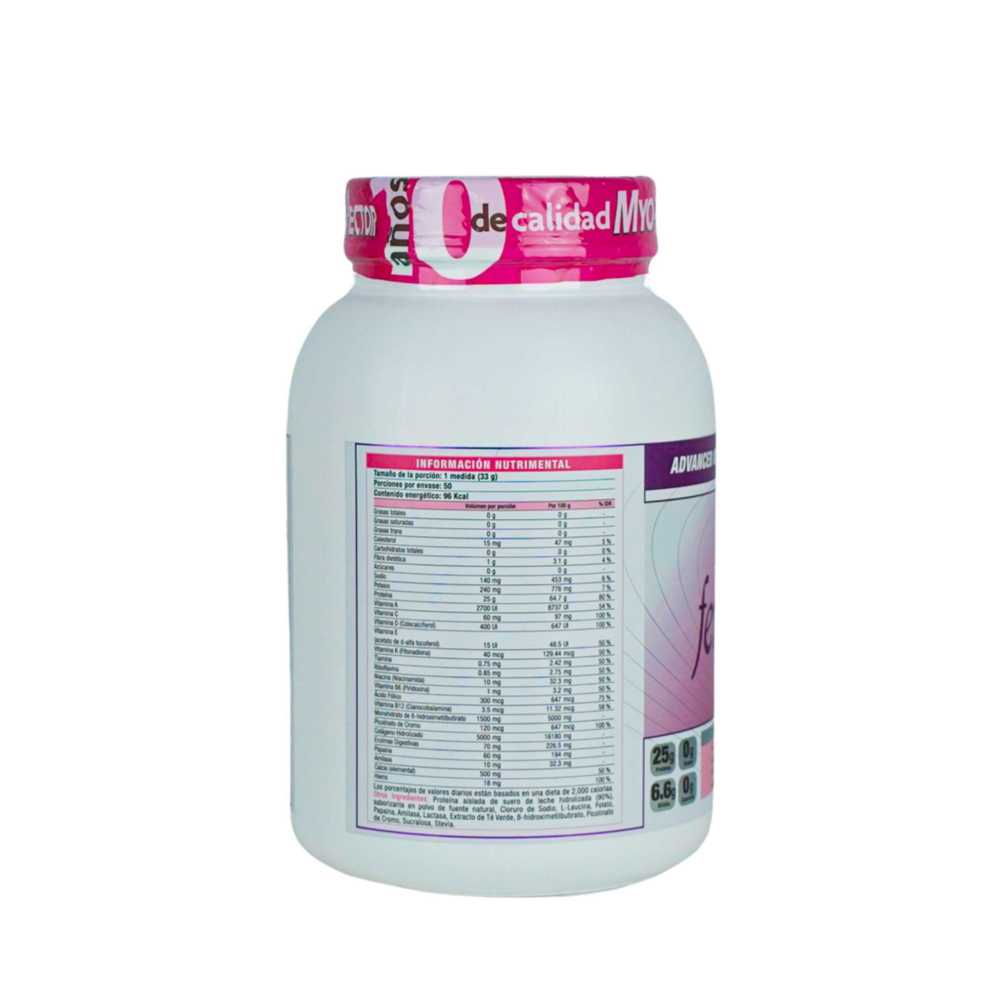 Myo Vector, Femme Fit Mom, Fresa, HMB, Libre de Gluten, Ácido fólico, Colágeno Hidrolizado, Libre de aspartame y maltodextrina