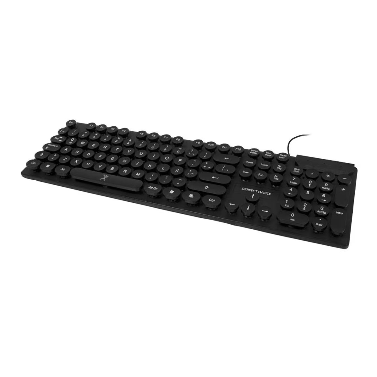 Teclado De Membrana Perfect Choice PC-201045 Black Round Alámbrico USB Español
