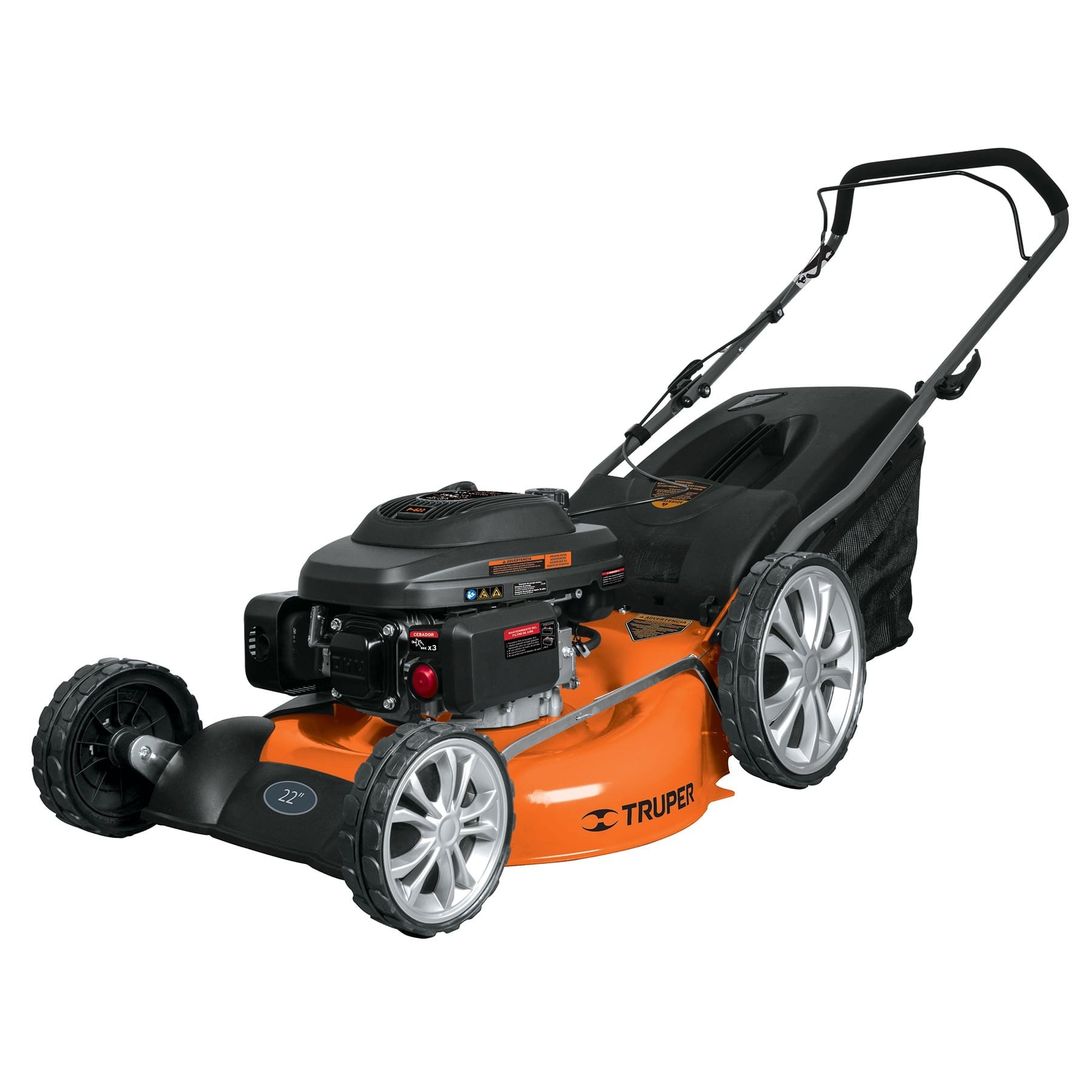 PODADORA CON MOTOR A GASOLINA DE 6 HP, 22" DE CORTE, TRUPER 19968