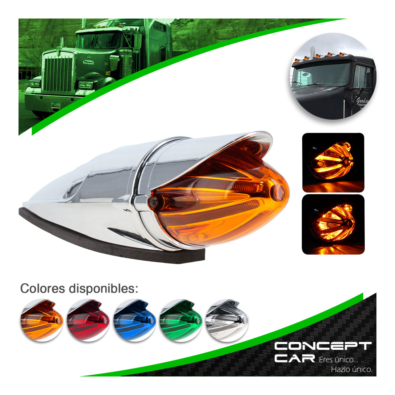 Plafon Zeppelin Bala Led Gel Laser Kenworth Freight 12-24v