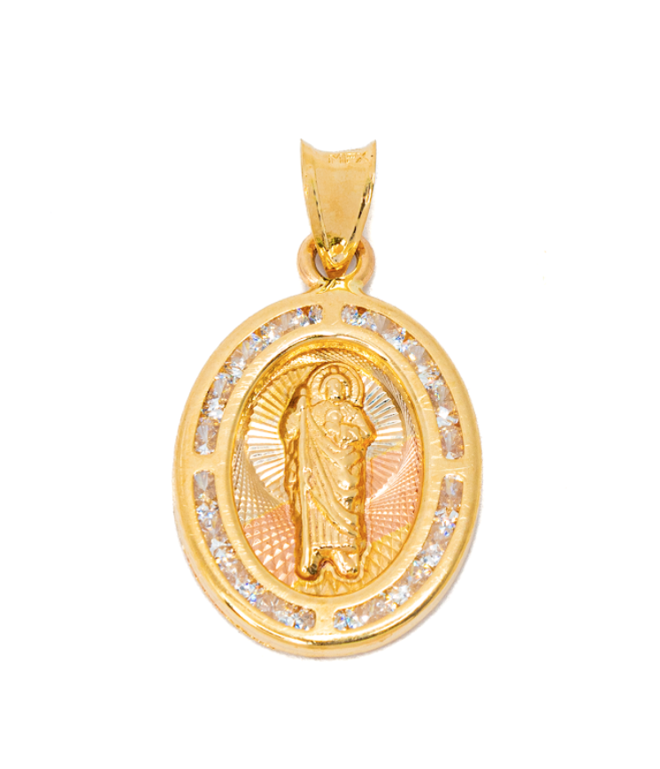 Medalla San Judas Tadeo 14 Kilates. Oro Fino Joyería.