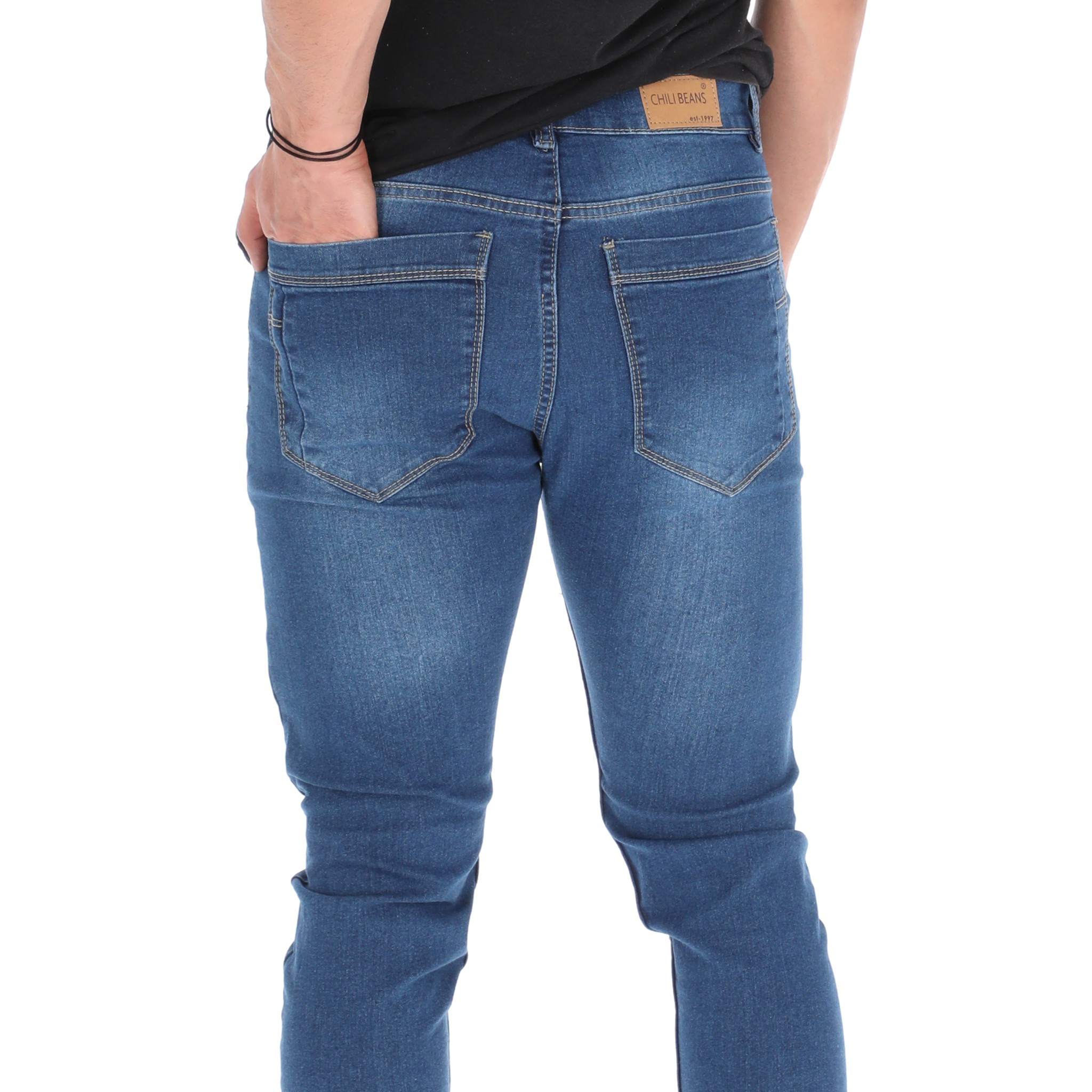 Pantalón Skinny Jeans de Mezclilla Color Azul Marino Para Hombre