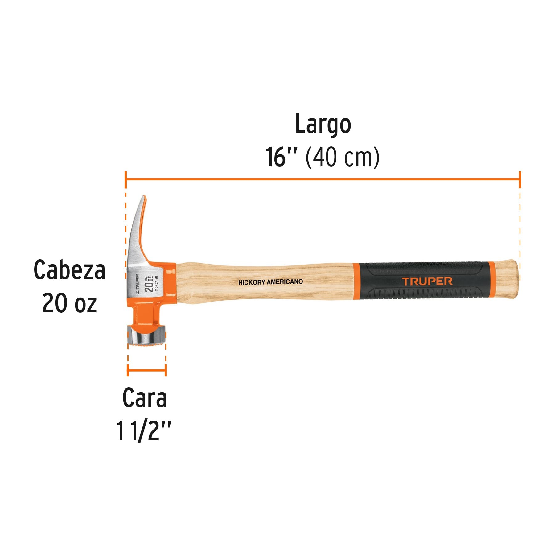 MARTILLO 20 OZ UÑA RECTA TIPO CALIFORNIA RIPPER, TRUPER 19990